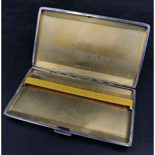 797 - A silver cigarette case hallmarked Birmingham 1953 Harman Brothers with vacant cartouche to top, tot... 