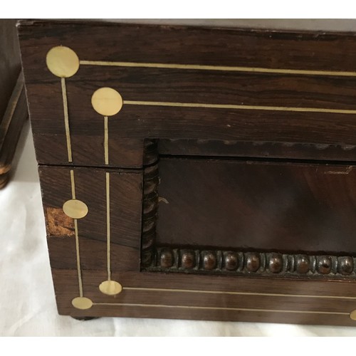 725 - Three wooden items to include a miniature set of 3 pine drawers with 2 bun feet along with two mahog... 