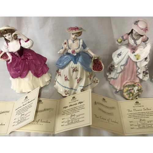 207 - A complete set of limited edition Coalport ladies 'Cries of London' collection to include 'Lavender ... 