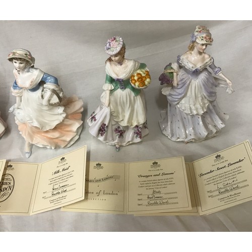 207 - A complete set of limited edition Coalport ladies 'Cries of London' collection to include 'Lavender ... 