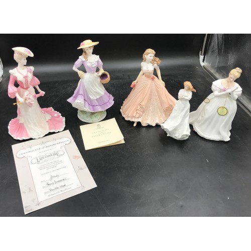 211 - A collection of lady figurines to include Coalport 'Lady Caroline at the summer garden party' no.174... 