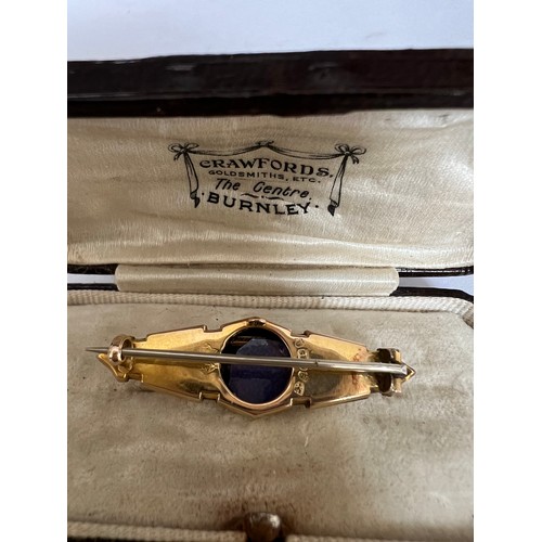 410 - A Victorian 9 carat gold diamond set bar brooch, Chester 1899. In a fitted contemporary box.