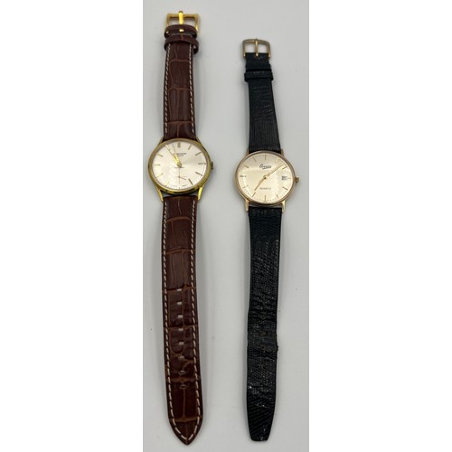 502 - Two gentleman's wristwatches to include a J.W. Benson of London manual gold plated watch C1965 on a ... 