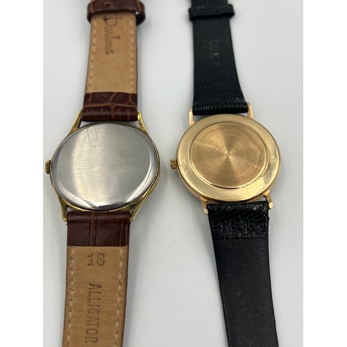 502 - Two gentleman's wristwatches to include a J.W. Benson of London manual gold plated watch C1965 on a ... 