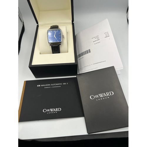 516 - A boxed Christopher Ward C5 Malvern Automatic MKII Slimline 2 gentleman's wristwatch on black leathe... 