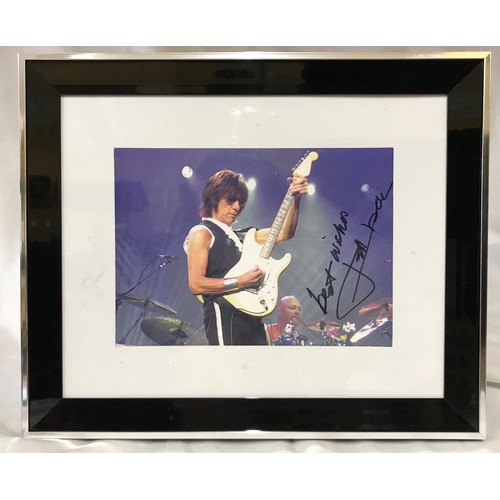 1278 - Jeff Beck signed framed photograph. Geoffrey Arnold Beck (24 June 1944 – 10 January 2023) was an Eng... 