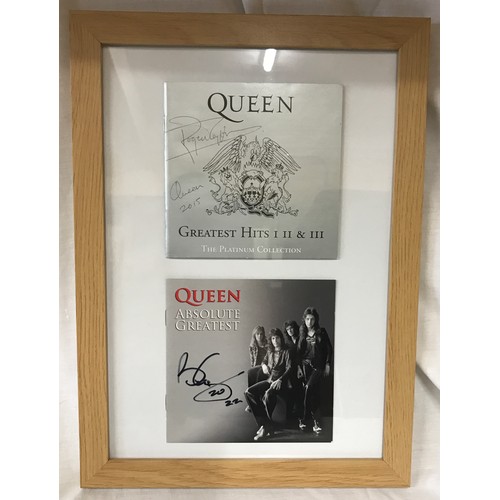 1281 - Queen interest - signatures of Brian May 2022 and Roger Taylor 2015 guitarist and drummer respective... 