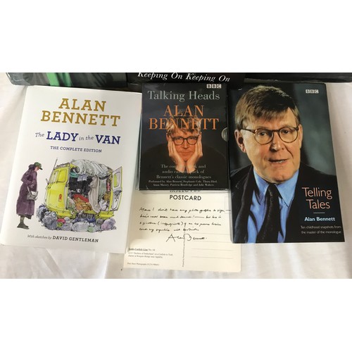 1282 - English actor, author, playwright Alan Bennett Signed postcard along with 5 books, two of which are ... 