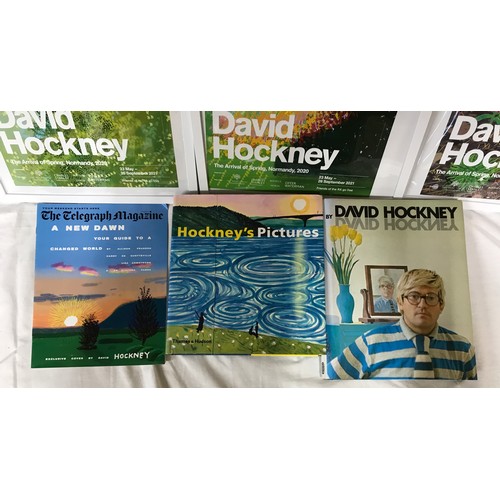 934 - David Hockney by David Hockney book reprinted 1980, First Edition Hockney's Pictures 2004 and The Te... 