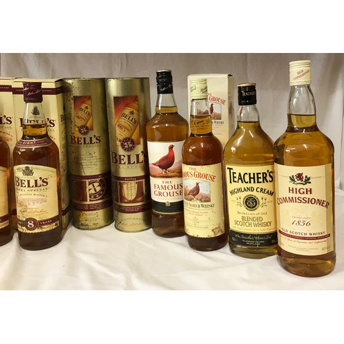 709 - Eleven bottles of whisky comprising; one Teacher's Highland Cream blended scotch whisky 70cl, one Hi... 