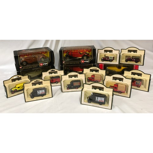 900 - Five Boxed Burago diecast models to include Mercedes-Benz SSK (1928) x 2, Bugatti 