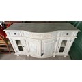 A white painted sideboard with double doors flanked by glazed doors and 2 drawers to top 152w x 59d ... 