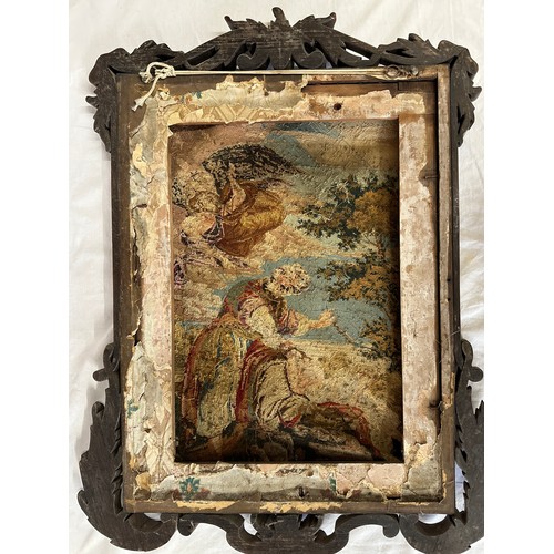 1047 - A 19thC tapestry with carved rosewood frame.