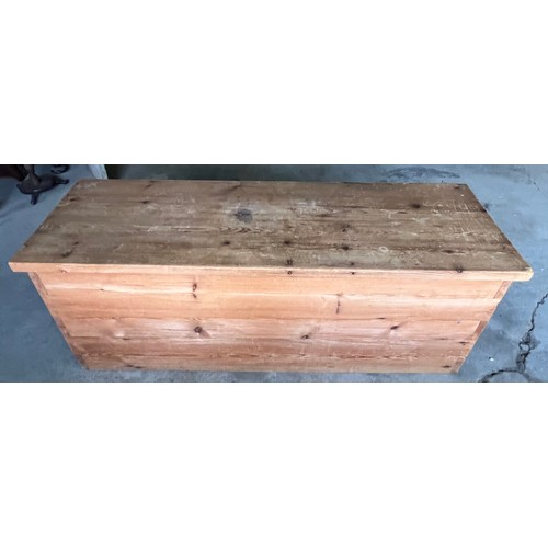 727 - Pine blanket box 138w x 46d x 51cm h. by Douglas Brickwood, Specialist Architectural Wood Carver, Pu... 