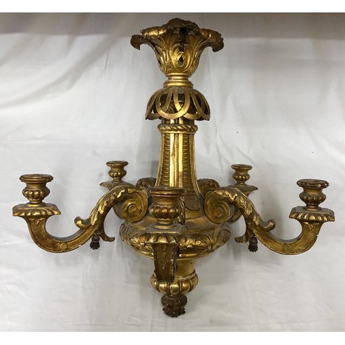 736 - A Gilded carved wooden 5 branch central light fitting 57cm h x 61cm w by Douglas Brickwood, Speciali... 