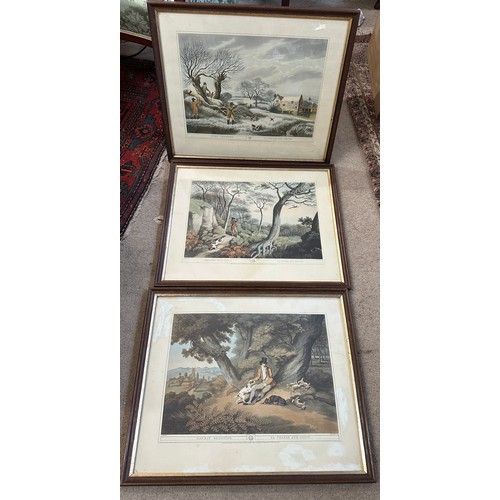 1298 - Three framed shooting prints to include: Rabbit Shooting/La Chasse aux Lapin, Snipe Shooting/ La Cha... 