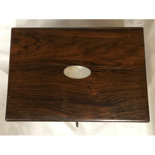 728 - A selection of boxes to include a Rosewood box with mother of pearl inlay to escutcheon and top 10.5... 