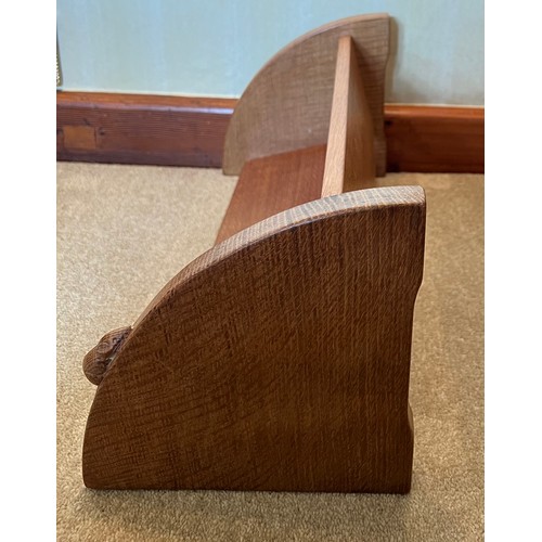 175 - Robert Thompson Mouseman book trough with signature carved mouse. 45cm w x 20cm d.