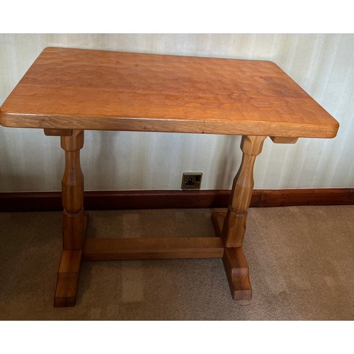 175A - Knightman, an oak side table with an adzed top and recessed trademark carved knight 86cm l x 50cm d ... 