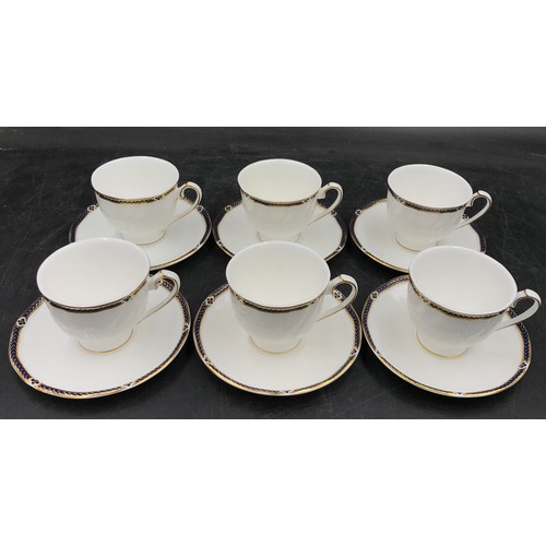 217 - Wedgwood Royal Lapis pattern tea ware items to include 6 cups and 6 saucers.