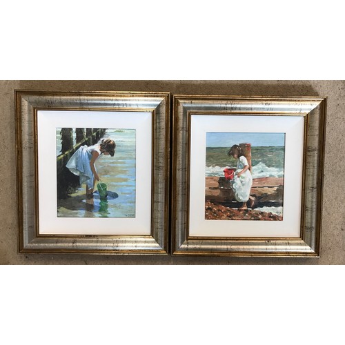 1299 - Sherree Valentine Daines (contemporary, b1959), a pair of hand enhanced canvas prints, limited editi... 