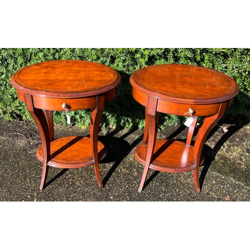 35 - Two Multi-York mahogany side tables each with single drawer 37 x 54 x 66cm h