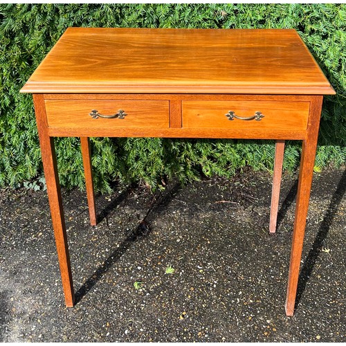 40 - Two drawer mahogany side table. 73cm w x 38 d x 77 h.
