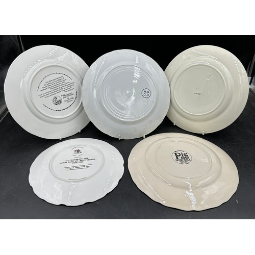 223 - Five ceramic Denby pie plates to include Denby Dale Pie in Aid of the Huddersfield Royal Infirmary, ... 