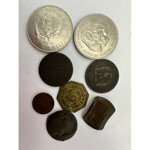 659 - Coins to include 1937 One Penny British West Africa, Churchill, Prince of Wales, 1816 George III Hal... 