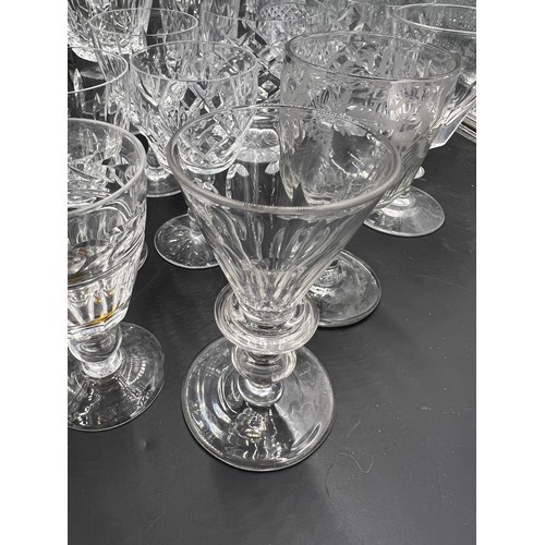 363 - Three 19thC glasses together with a variety of cut glass/crystal glasses, some Edinburgh Crystal.