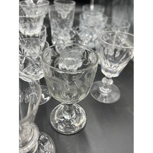 363 - Three 19thC glasses together with a variety of cut glass/crystal glasses, some Edinburgh Crystal.