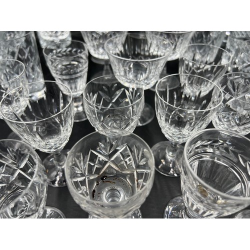 363 - Three 19thC glasses together with a variety of cut glass/crystal glasses, some Edinburgh Crystal.