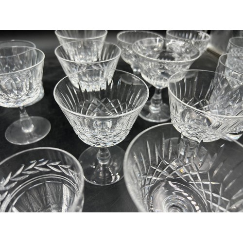 363 - Three 19thC glasses together with a variety of cut glass/crystal glasses, some Edinburgh Crystal.