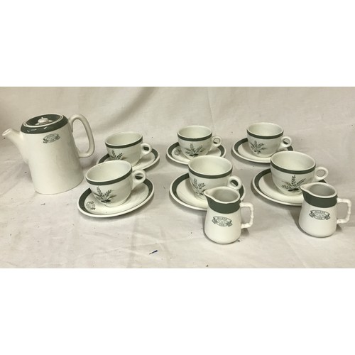 228 - Shipping interest - A Wilson Line of Hull green and white coffee set by Adams comprising of 6x cups ... 