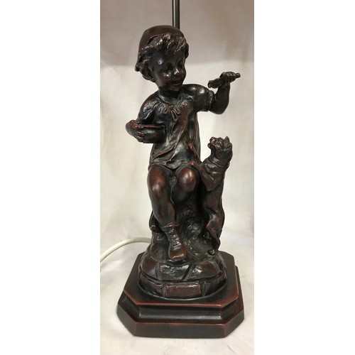 743 - Pair of bronzed sculptures of children with animals, after Leon Pilet, 56cm h.