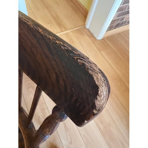 47 - Ash elm unusual comb back Windsor chair 94h x 55cm w.