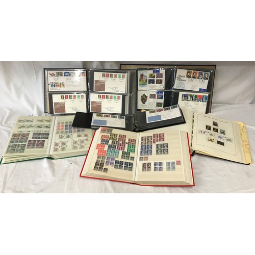 665 - A collection of stamps to include GB Schaubek printed hingless album, two stock books and three firs... 