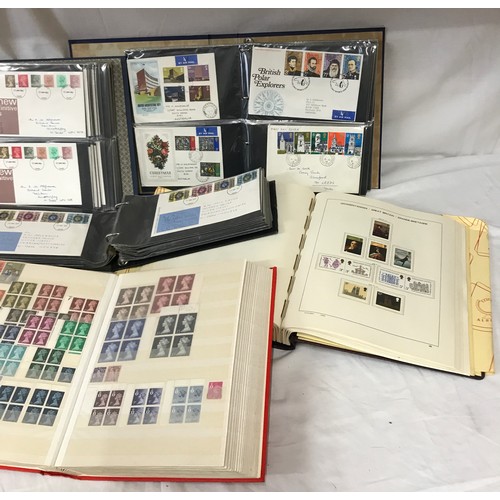 665 - A collection of stamps to include GB Schaubek printed hingless album, two stock books and three firs... 