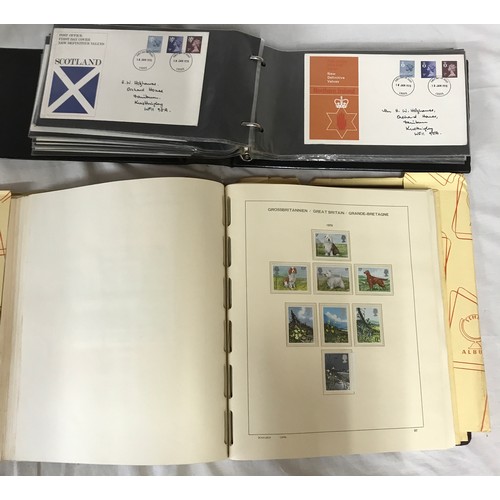 665 - A collection of stamps to include GB Schaubek printed hingless album, two stock books and three firs... 