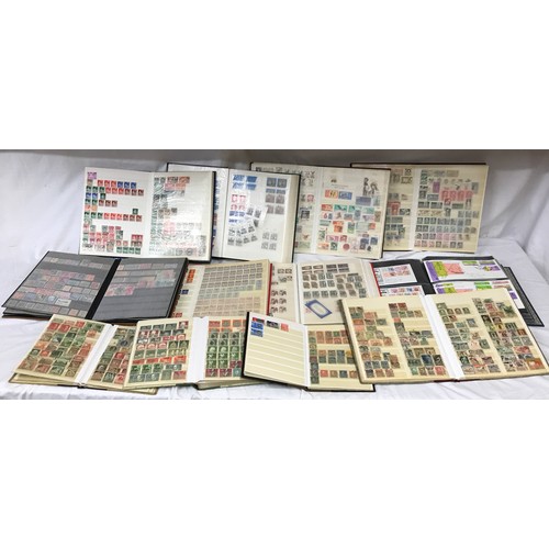 666 - A collection of stamps to include eleven stock books and cover albums containing world stamps, stren... 