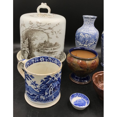 230 - A miscellany of ceramics to include a pair of modern Wm. Adams blue and white vases based on an earl... 