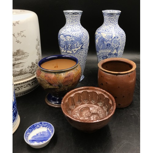 230 - A miscellany of ceramics to include a pair of modern Wm. Adams blue and white vases based on an earl... 