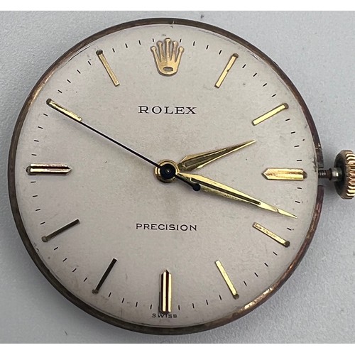 529 - A 1960's 9ct gold Rolex Precision gentleman's presentation wristwatch with cream dial on black leath... 