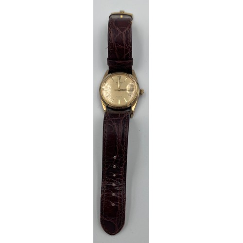 531 - A 1961 Rolex Oysterdate Precision gold plated wristwatch on brown leather strap, Serial Ref: 6694, S... 