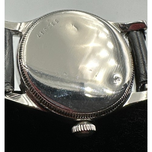 542 - A vintage Tudor Oyster stainless steel cased wristwatch on black leather strap,  back of case stampe... 