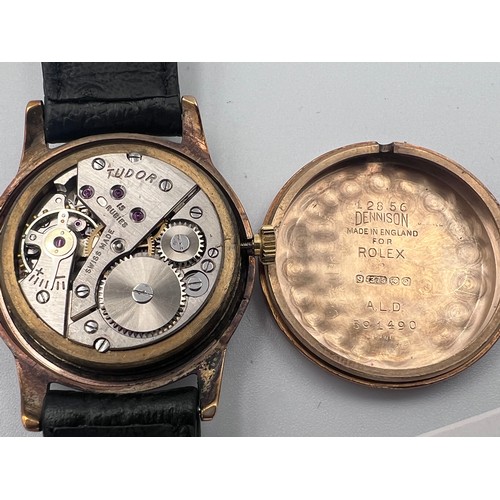 599A - A 1954 9ct gold gentleman's Super Gents Tudor wristwatch with subsidiary seconds dial. 31mm case. In... 