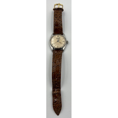 545 - A boxed gentleman's 1957 precision Rolex Oyster Speedking wristwatch, steel case on brown leather st... 