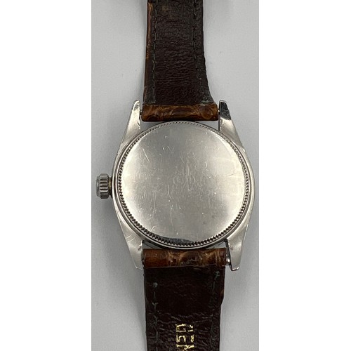 545 - A boxed gentleman's 1957 precision Rolex Oyster Speedking wristwatch, steel case on brown leather st... 