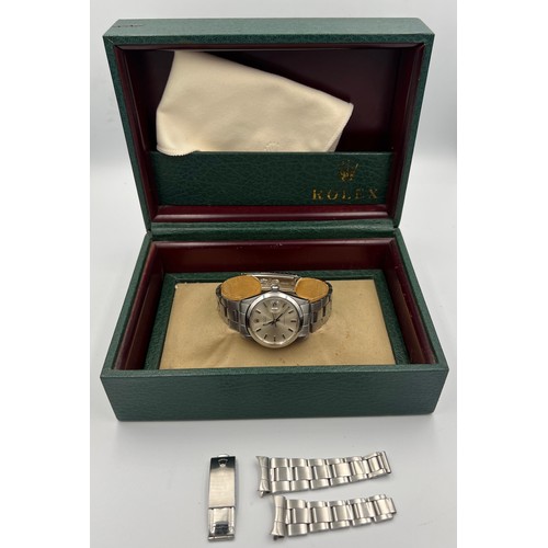 548 - A boxed gentleman's Rolex Oysterdate Precision wristwatch, steel case on steel Rolex bracelet. 35mm ... 