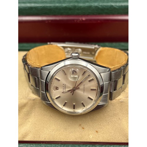 548 - A boxed gentleman's Rolex Oysterdate Precision wristwatch, steel case on steel Rolex bracelet. 35mm ... 